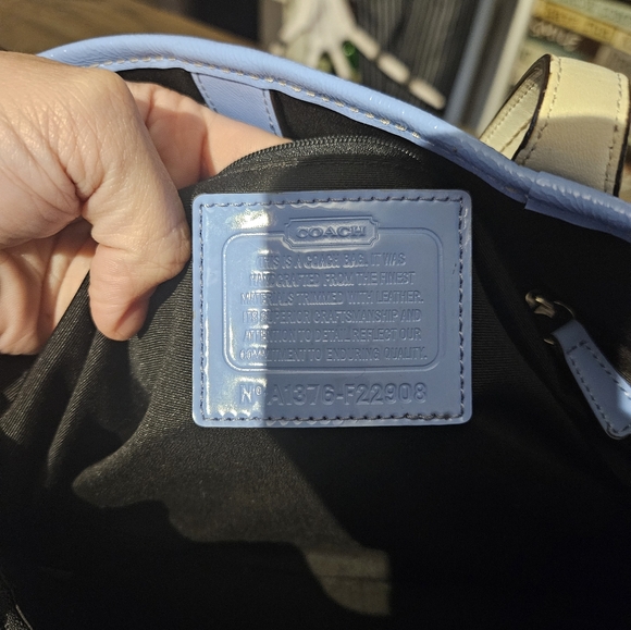 Coach Signature Stripe Coated Canvas Large Shoulder Bag - Picture 11 of 13